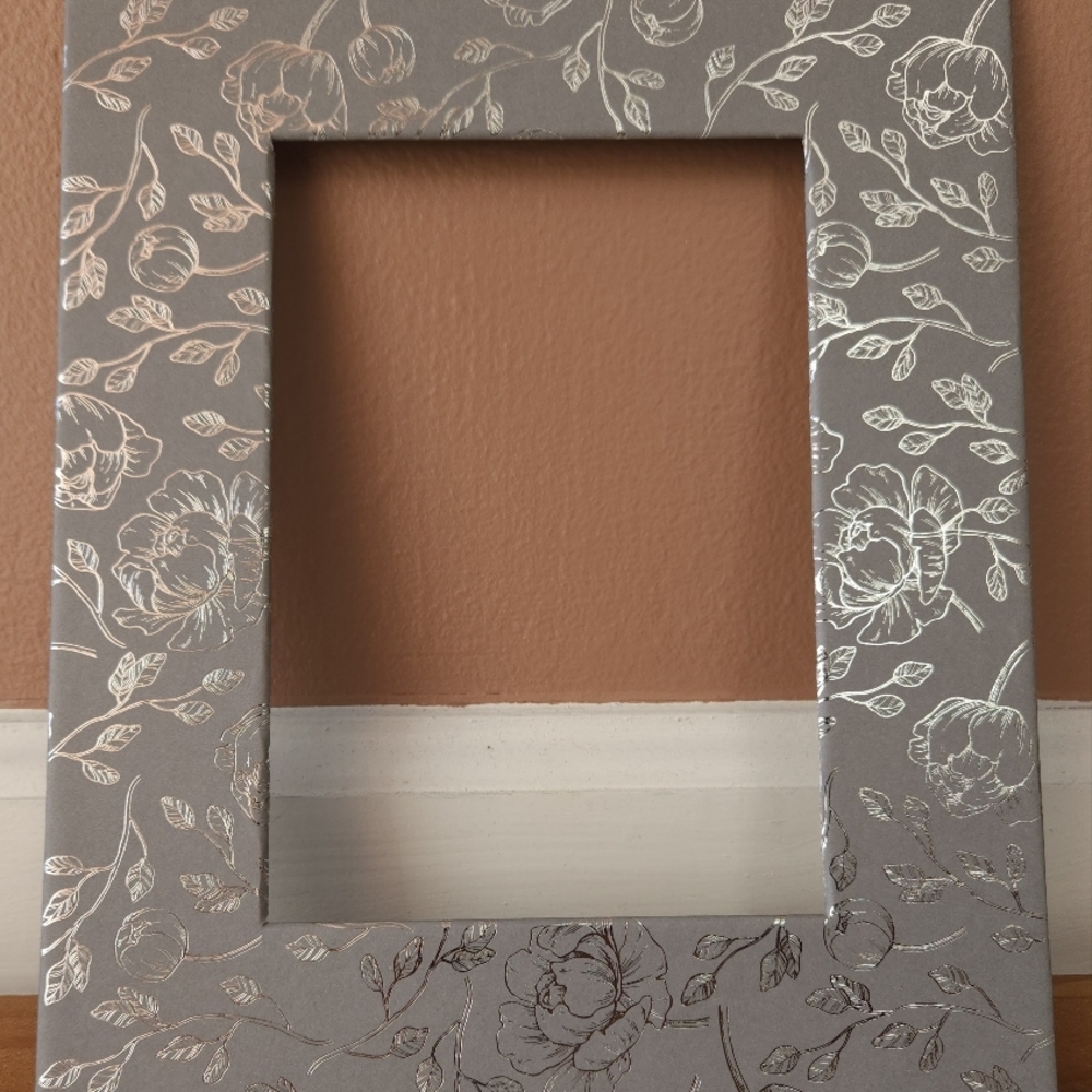 Silver and Gray Floral Picture Frame Mat | Sophisticated | Metallic Design
